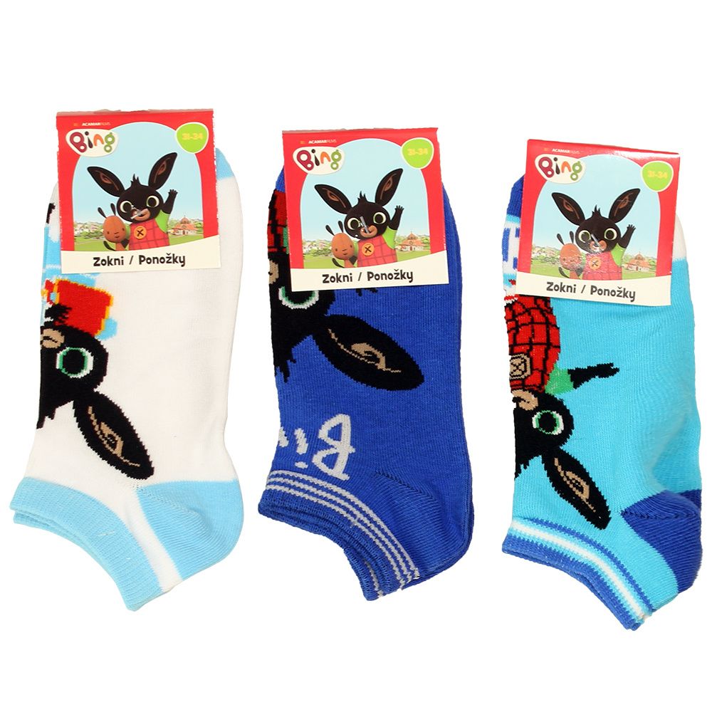 Bing Kids Summer Socks Blue 3 Pack