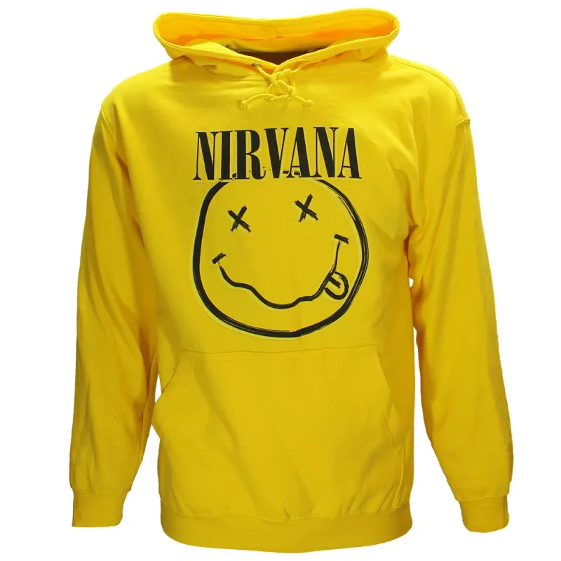 Nirvana Smiley Hoodie Sweater Jumper Yellow