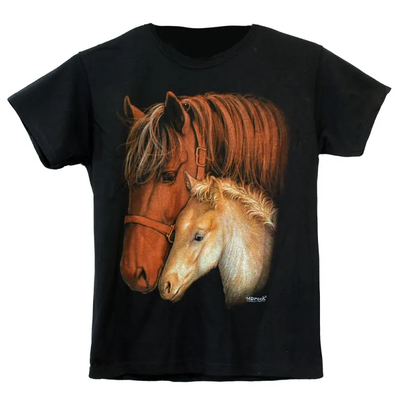 Horse Mare Foal Kids T-Shirt
