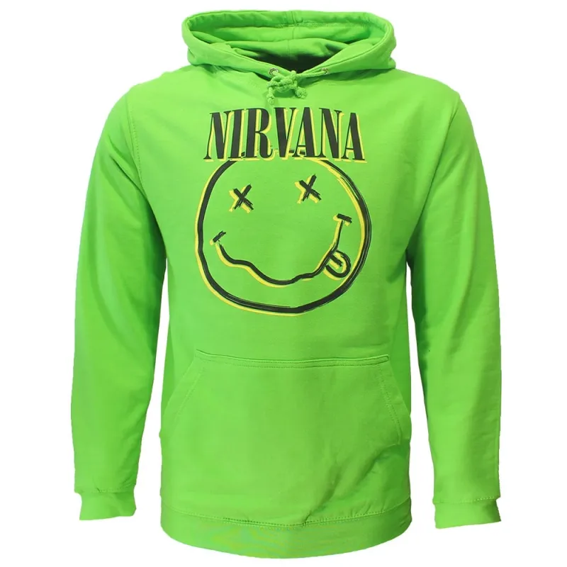 Nirvana Inversed Smiley Face Pullover Hoodie Green