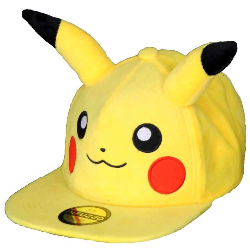 Pokémon Pikachu Plüsch-Snapback-Kappe mit Ohren