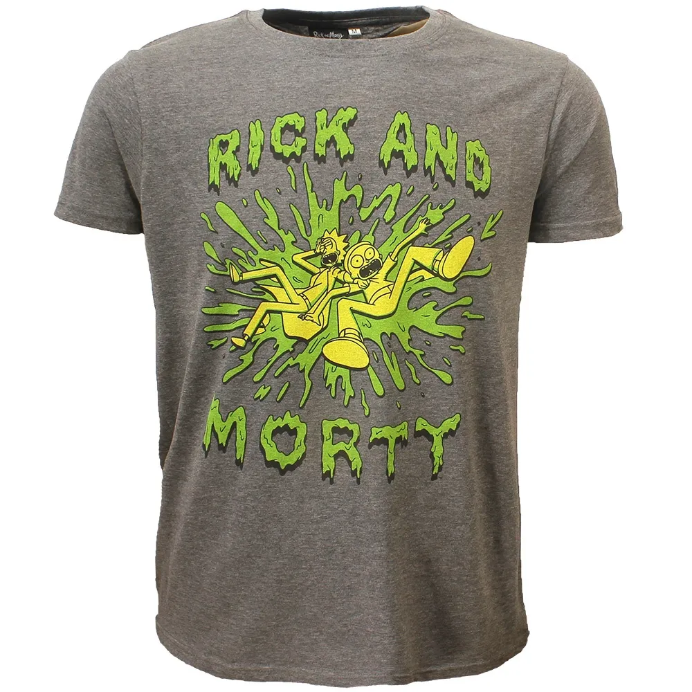Rick and Morty Slime Splatter T-Shirt Grijs