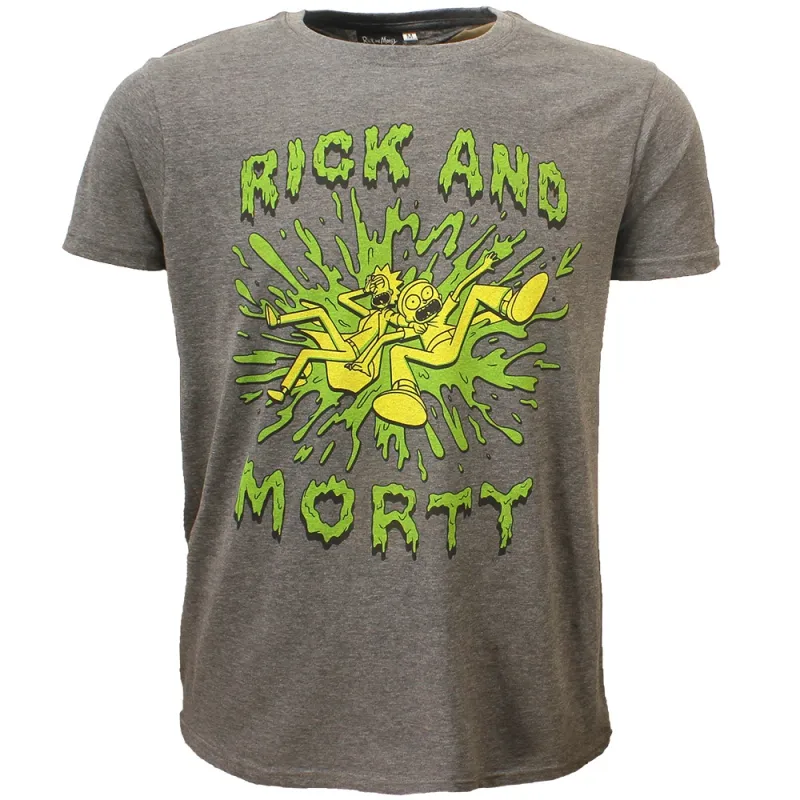 Rick and Morty Slime Splatter T-Shirt Grijs