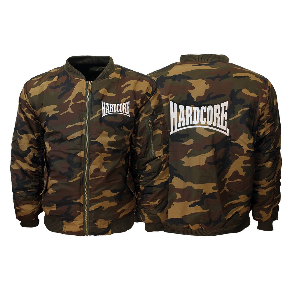 Hardcore Camouflage Embroidered Logo Bomberjack Style Jacket