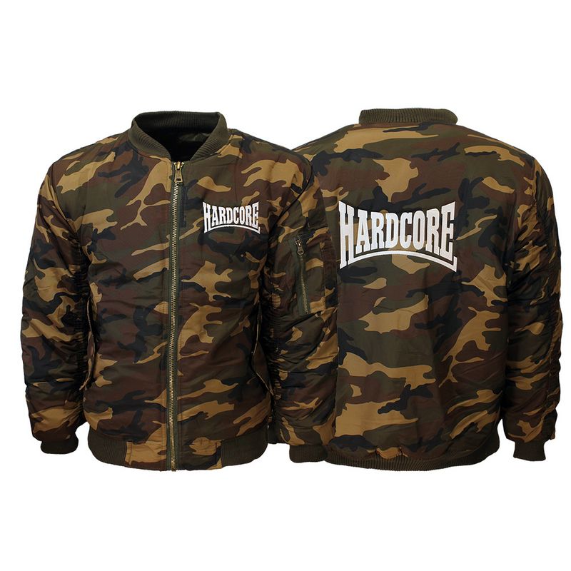 Hardcore Camouflage Embroidered Logo Bomberjack Style Jacket