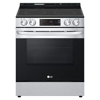 6.3. cu.ft Electric Slide In Range, InstaViewTM, AirFry, ThinQ™, Self + EasyClean, Glass Touch Controls, 9&quot; Dual Burner, Smudge Resistant Stainless Steel