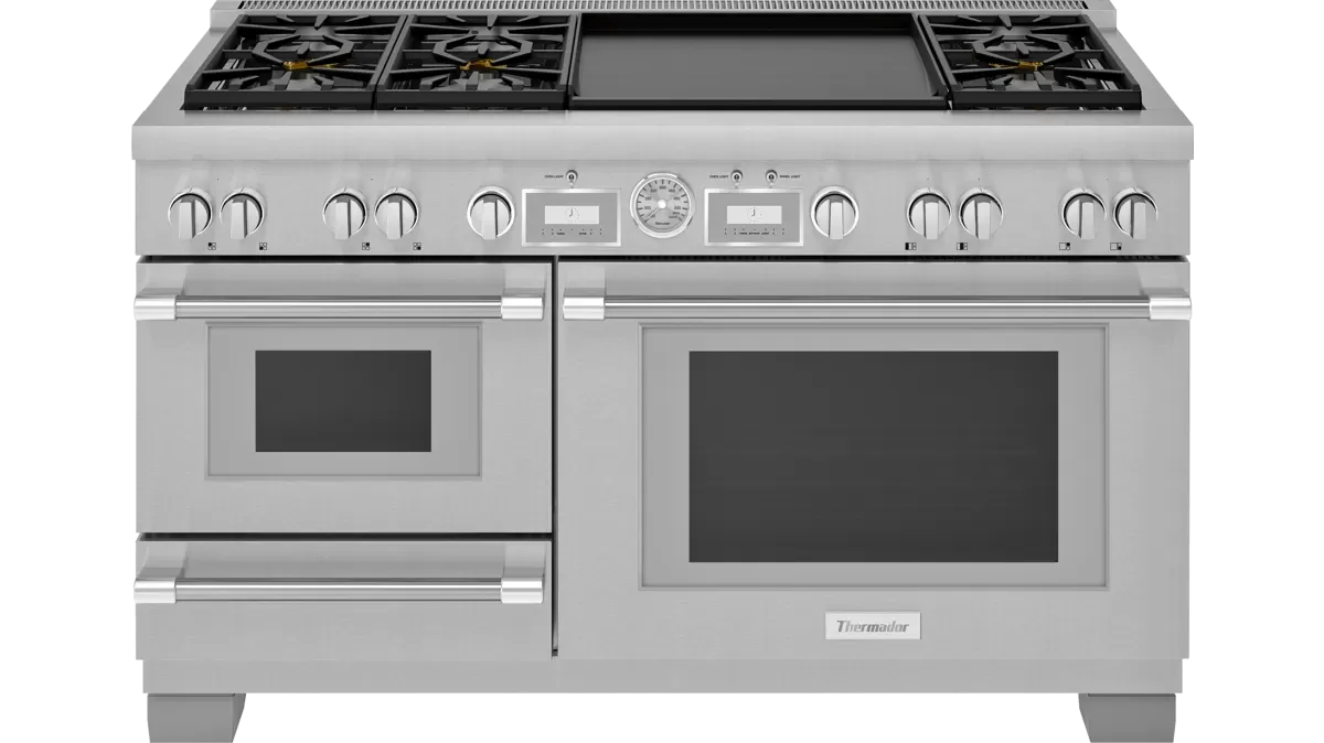 THERMADOR 60&quot; Professional Dual-Fuel Steam Commercial-depth Range - All Telescopic Oven Racks- Thermador Connected Experience