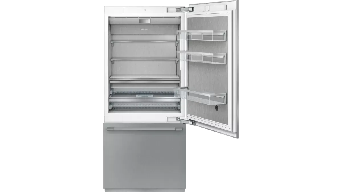 36&quot; 2-Door Bottom-Mount Freezer - Base Unit - Custom Panel ( Regular Bin) -  Stainless Steel Interior - Home Connect™