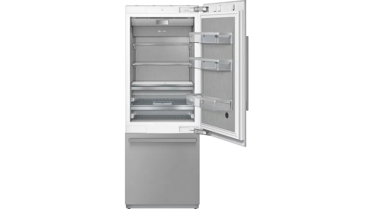 30&quot; 2 Door Bottom-Mount Freezer with pre-installed flat panels with NEW Masterpiece handles - Refrigerator door swing reversible -  Stainless Steel Interior - Home Connect™