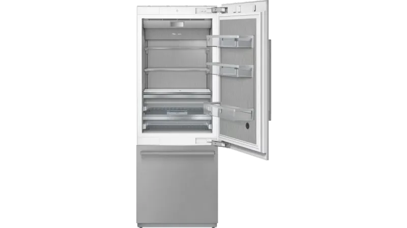30&quot; 2 Door Bottom-Mount Freezer with pre-installed flat panels with NEW Masterpiece handles - Refrigerator door swing reversible -  Stainless Steel Interior - Home Connect™
