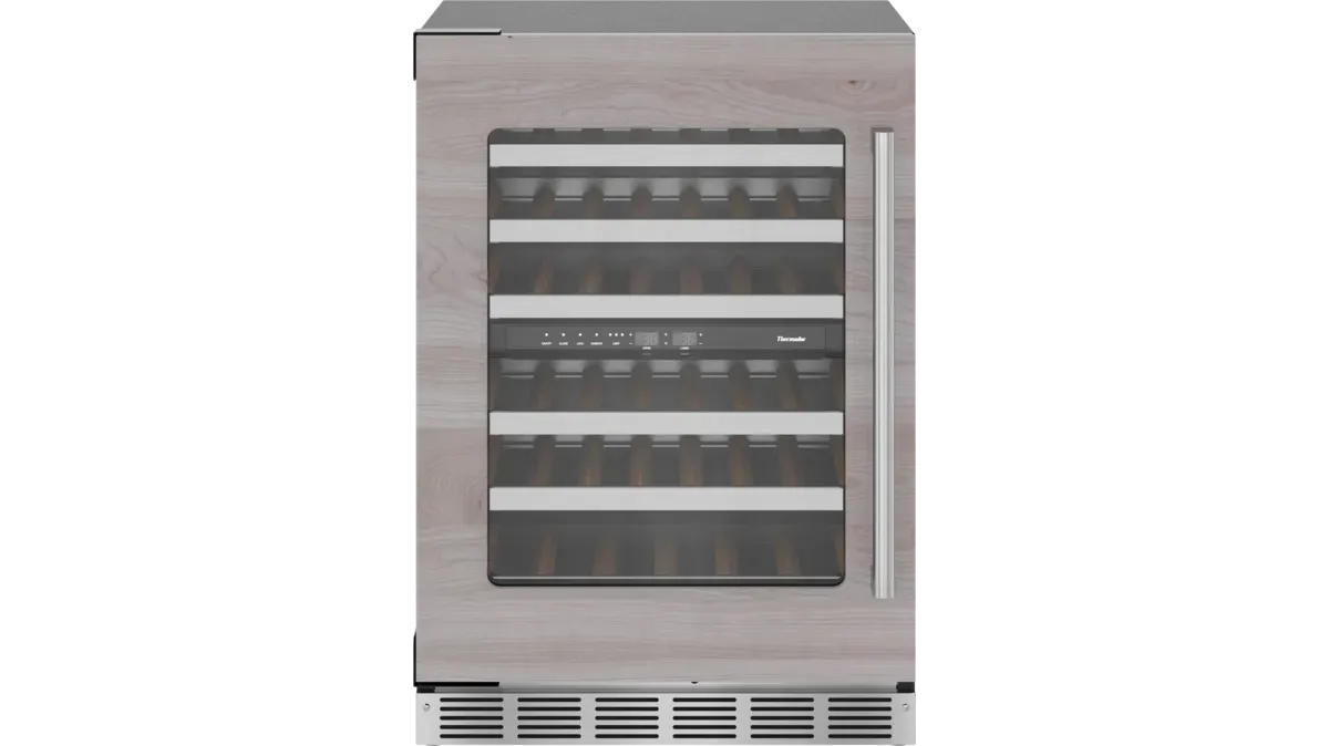 Under Counter Wine Reserve, 42 bottle cap., SoftClose door, LED Lighting, Left hand, Custom Panel