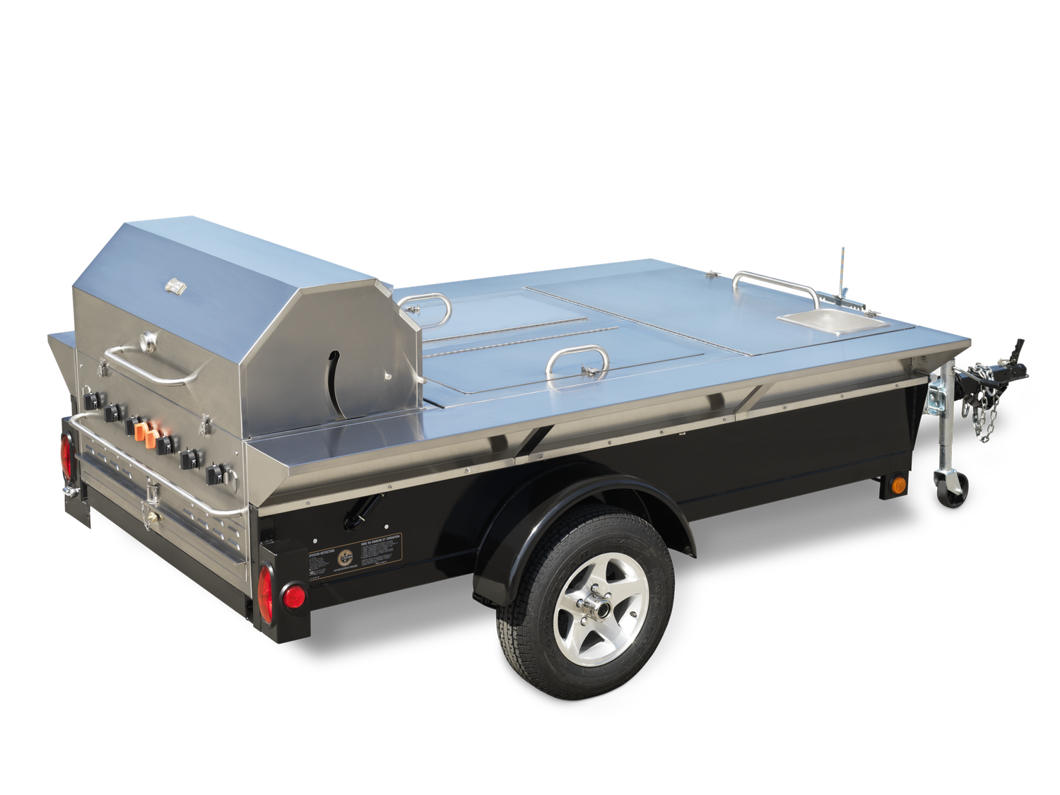 TOWABLE GRILL, TRAILER WITH 48&quot; GRILL, (2) INSULATED STORAGE CONTAINERS, BULK STORAGE AREA