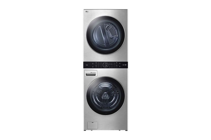 LG - &quot;Wash Tower, single unified body, unified controller for washer and dryer Washer: 5.8 cu.ft. TW360, AI DD, Steam, Smart Diagnosis, Wi-Fi, Touch Panel, Glass/Chrome Door Dryer: 7.3 cu.ft.