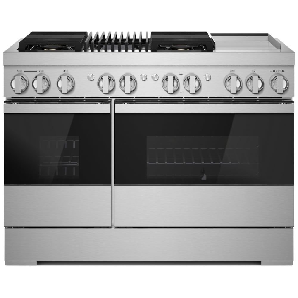 JDRP748HM &quot;NOIR™ 48&quot;&quot; Dual-Fuel Professional Range with Chrome-Infused Griddle and Gas Grill&quot;