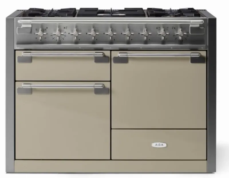 ELISE 48&quot; DUAL FUEL RANGE -Fawn w/Brass Accents
