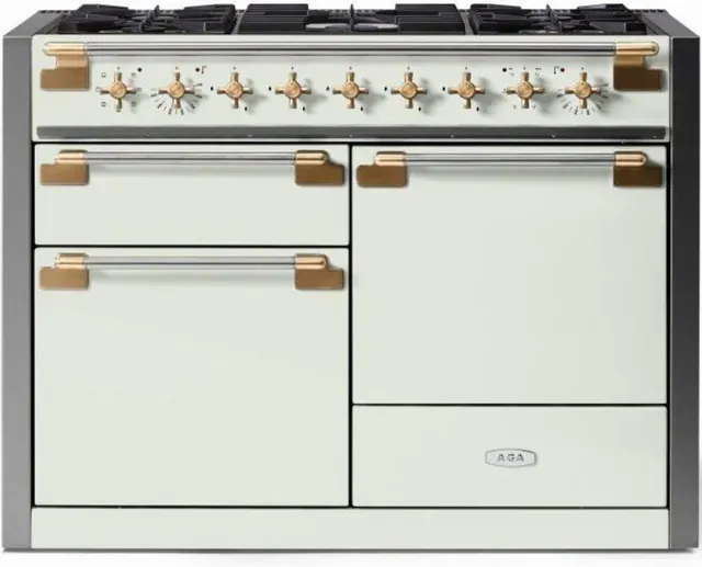ELISE 48&quot; DUAL FUEL RANGE - White w/Brass Accents