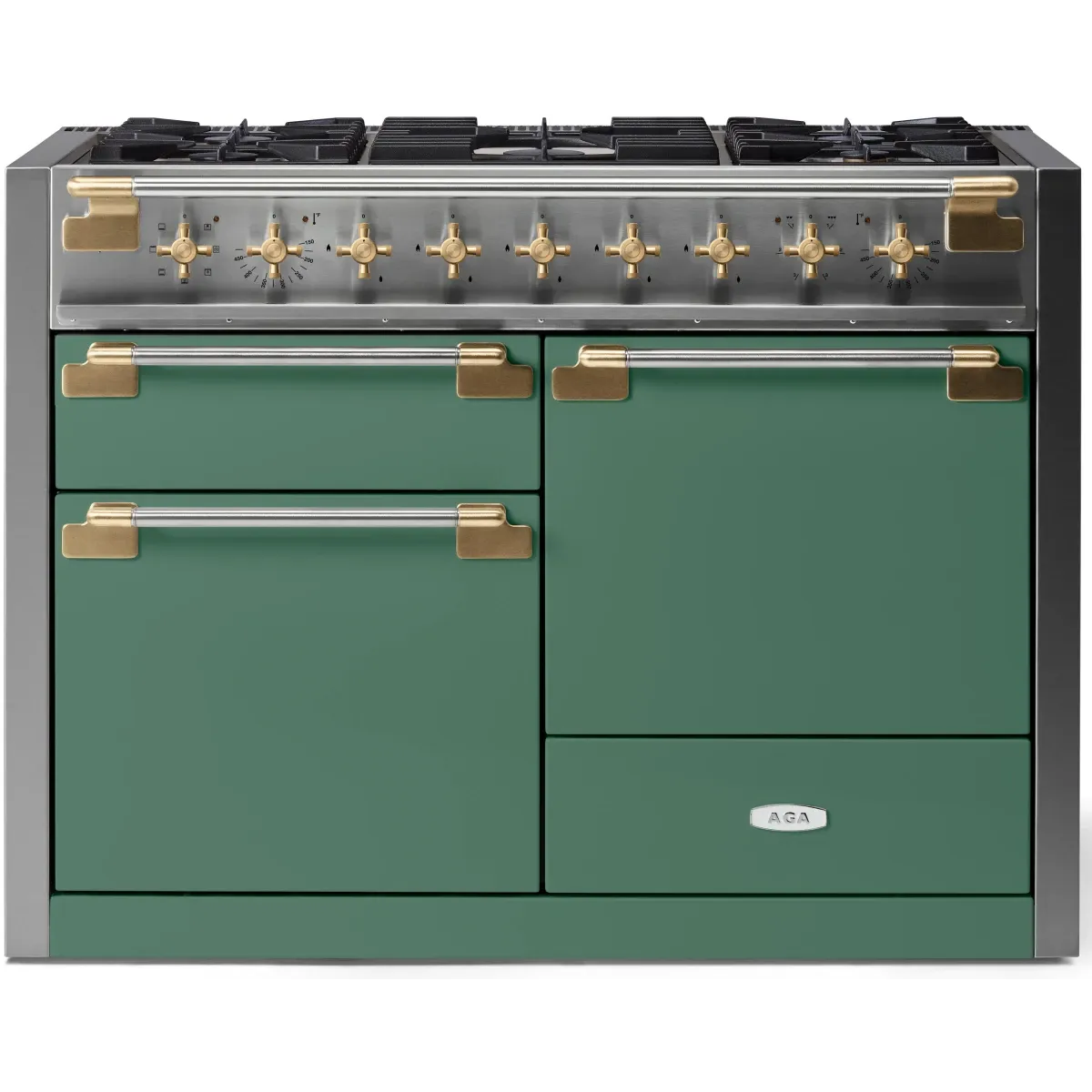 ELISE 48&quot; DUAL FUEL RANGE -Mineral Green w/Brass Accents