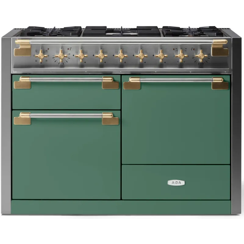 ELISE 48&quot; DUAL FUEL RANGE -Mineral Green w/Brass Accents