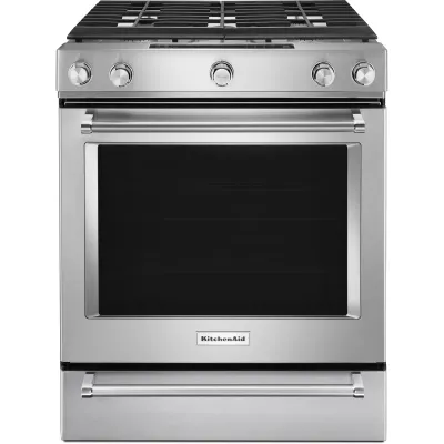 30-Inch 5 Burner Front Control Gas Convection Range with Baking Drawer