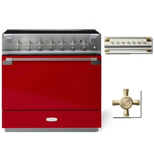 ELISE 36&quot; INDUCTION RANGE -Piccadilly Red w/Brass Accents