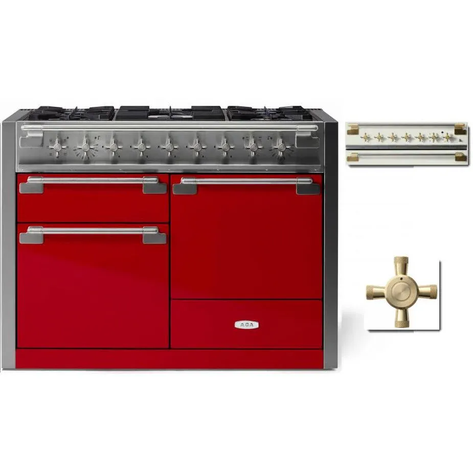 ELISE 48&quot; DUAL FUEL RANGE -Piccadilly Red w/Brass Accents