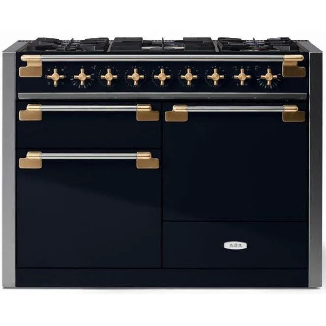 ELISE 48&quot; DUAL FUEL RANGE - Matt Black w/Brass Accents