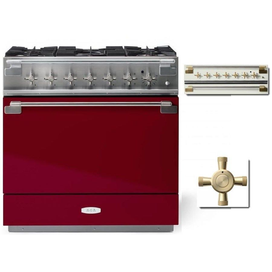ELISE 36&quot; DUAL FUEL RANGE -Cranberry w/Brass Accents