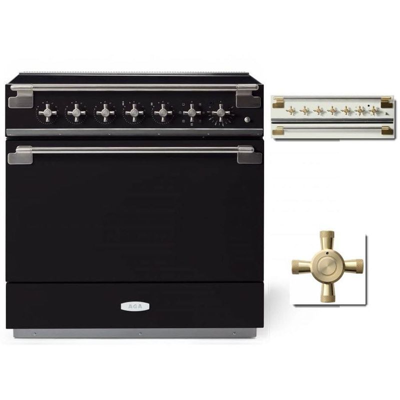 ELISE 36&quot; INDUCTION RANGE - Matt Black w/Brass Accents