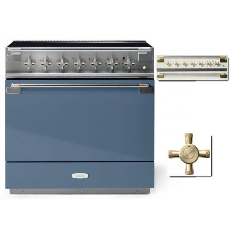 ELISE 36&quot; INDUCTION RANGE -Stone Blue w/Brass Accents