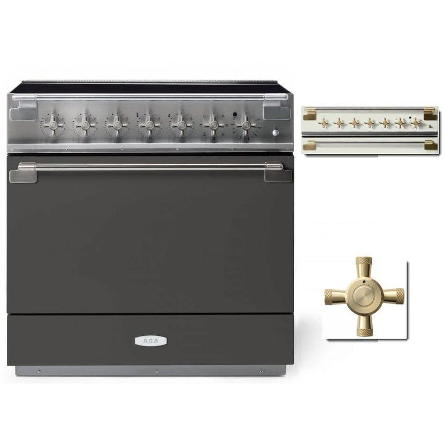 ELISE 36&quot; INDUCTION RANGE -Slate w/Brass Accents