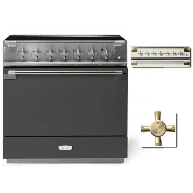ELISE 36&quot; INDUCTION RANGE -Slate w/Brass Accents