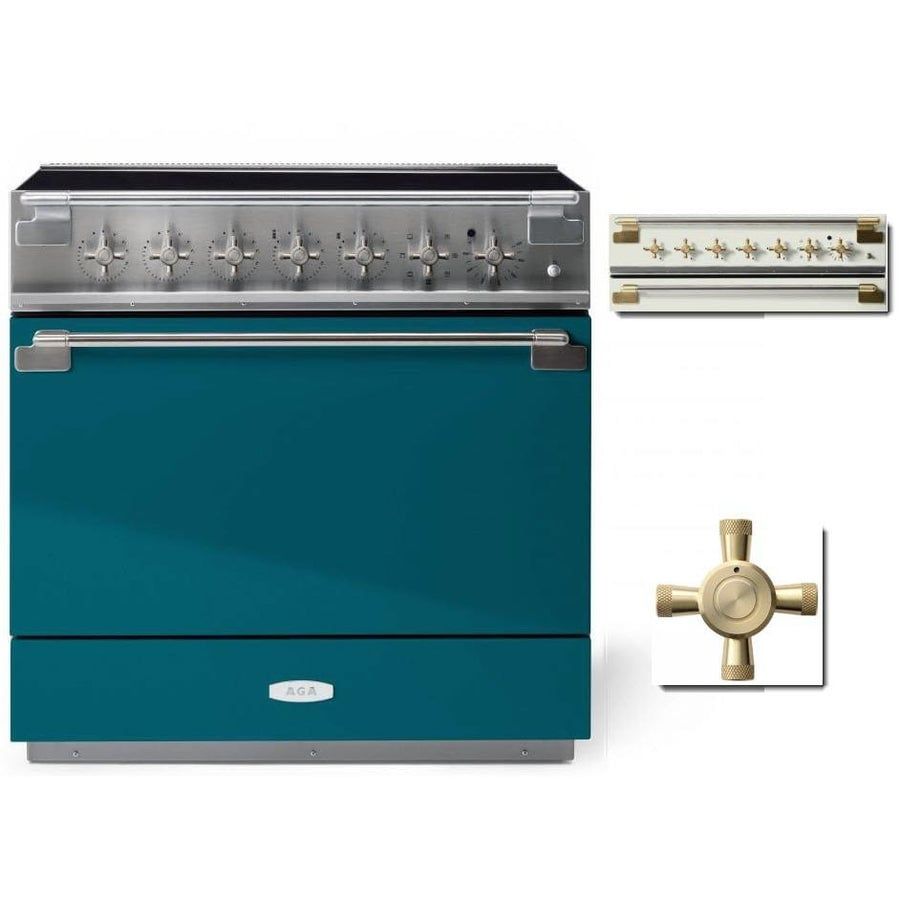ELISE 36&quot; INDUCTION RANGE -Salcombe Blue w/Brass Accents
