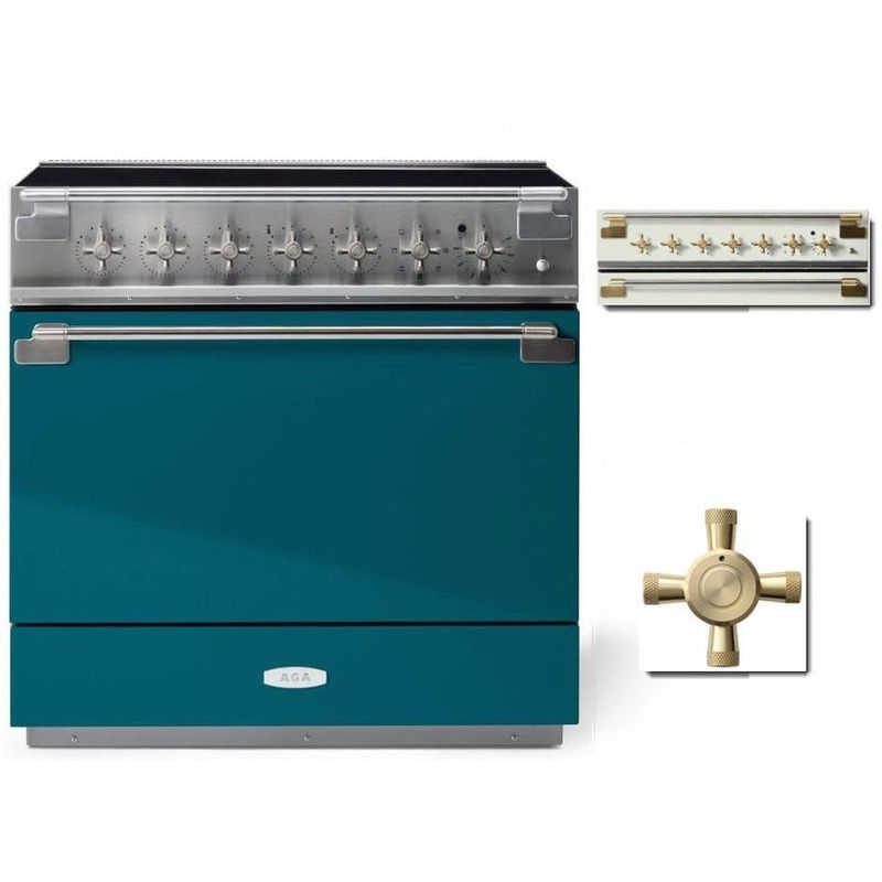 ELISE 36&quot; INDUCTION RANGE -Salcombe Blue w/Brass Accents
