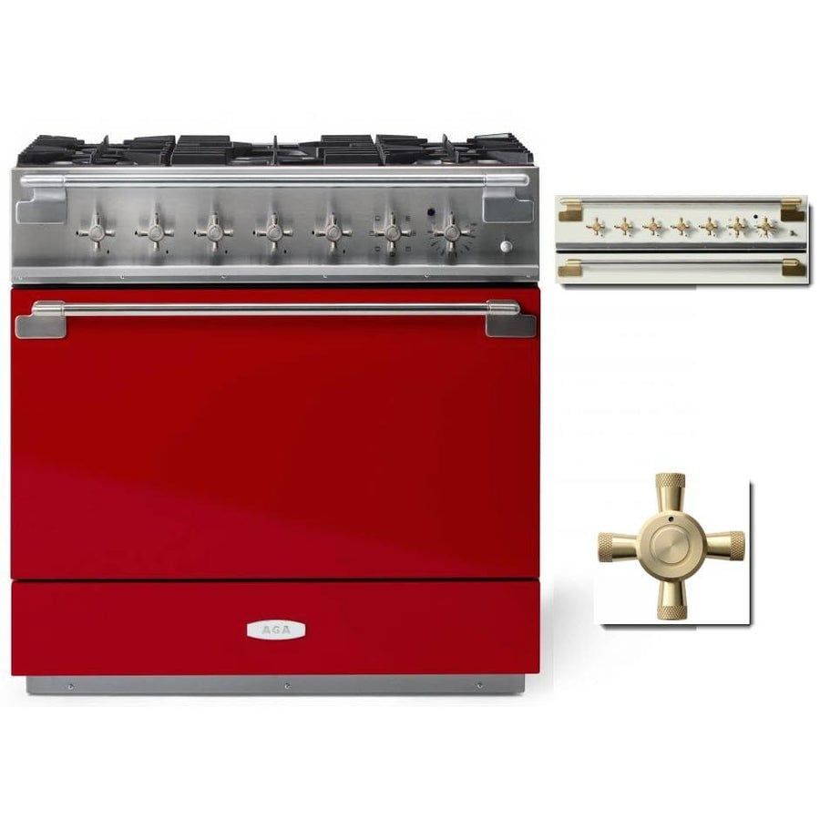 ELISE 36&quot; DUAL FUEL RANGE -Piccadilly Red w/Brass Accents