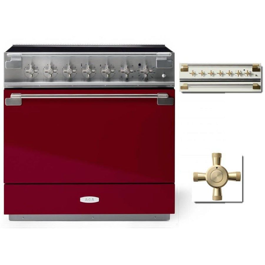 ELISE 36&quot; INDUCTION RANGE -Cranberry w/Brass Accents