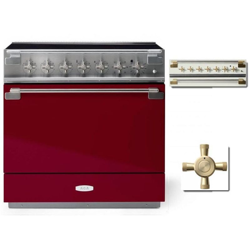 ELISE 36&quot; INDUCTION RANGE -Cranberry w/Brass Accents