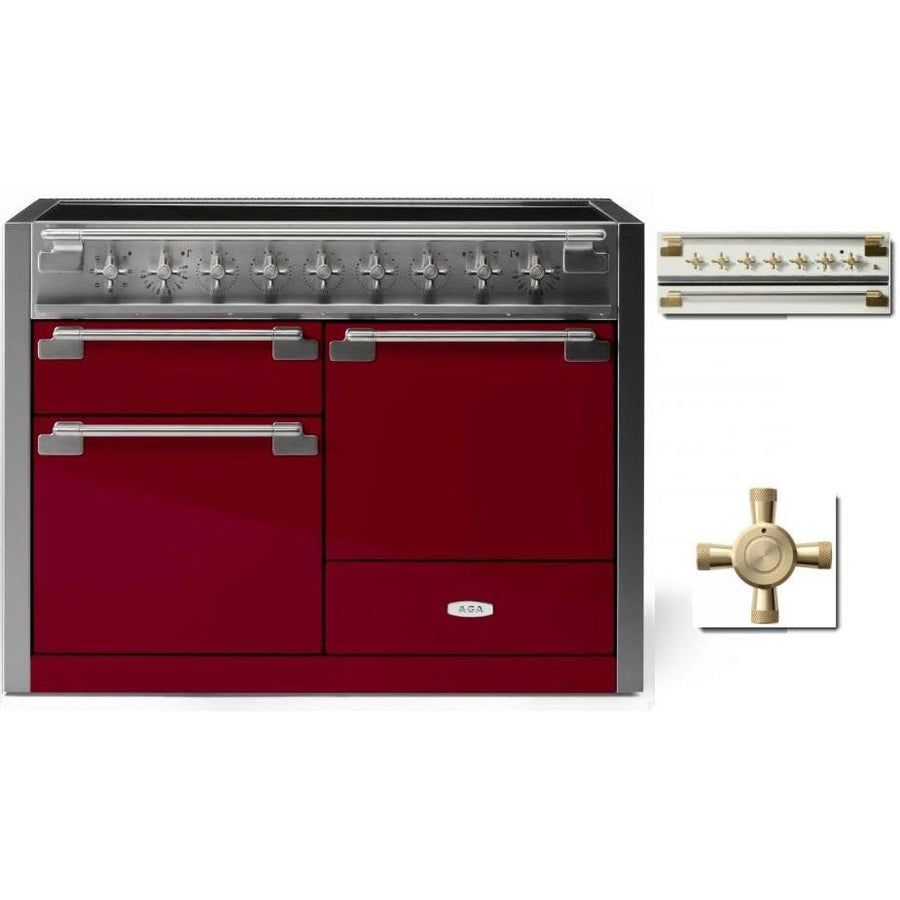 ELISE 48&quot; INDUCTION RANGE -Cranberry w/Brass Accents