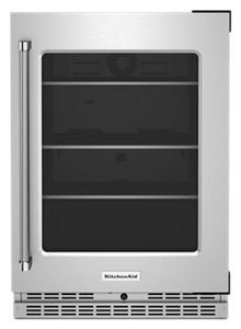 &quot;24&quot;&quot; Undercounter Refrigerator with Glass Door and Shelves with Metallic Accents&quot;