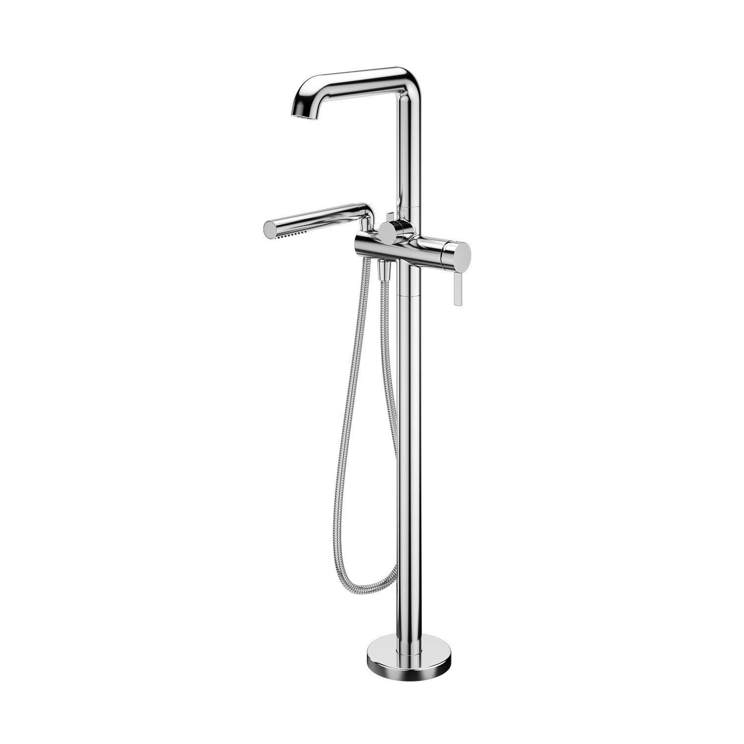BASICO™                        Floormount Tub Filler with Handshower - Cartridge Included Without Rough-In - Chrome