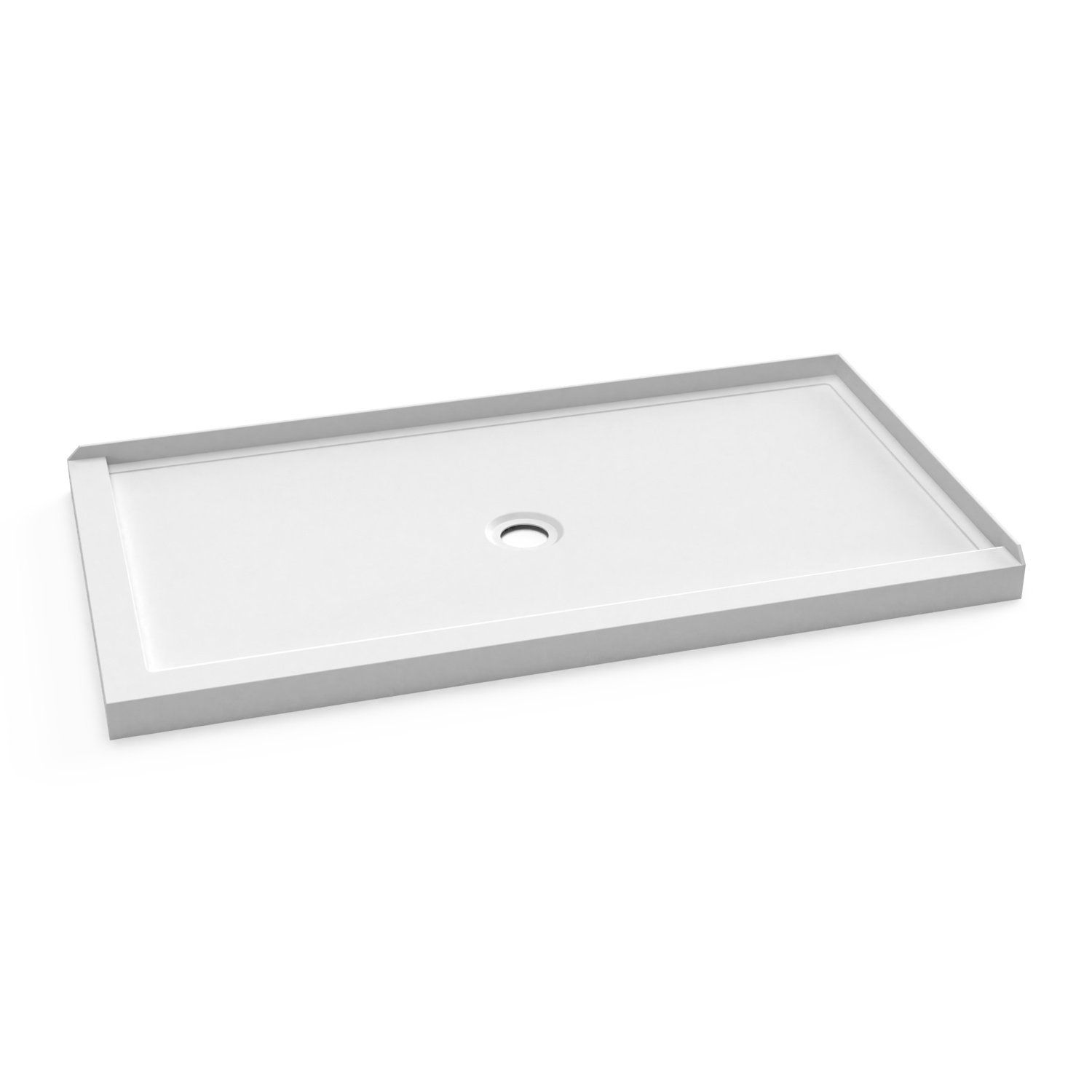 KONCEPT™ 60x32                   Rectangular Acrylic Shower Base 60x32 with Central Drain and Right Integrated Tiling Flange on 2 Sides