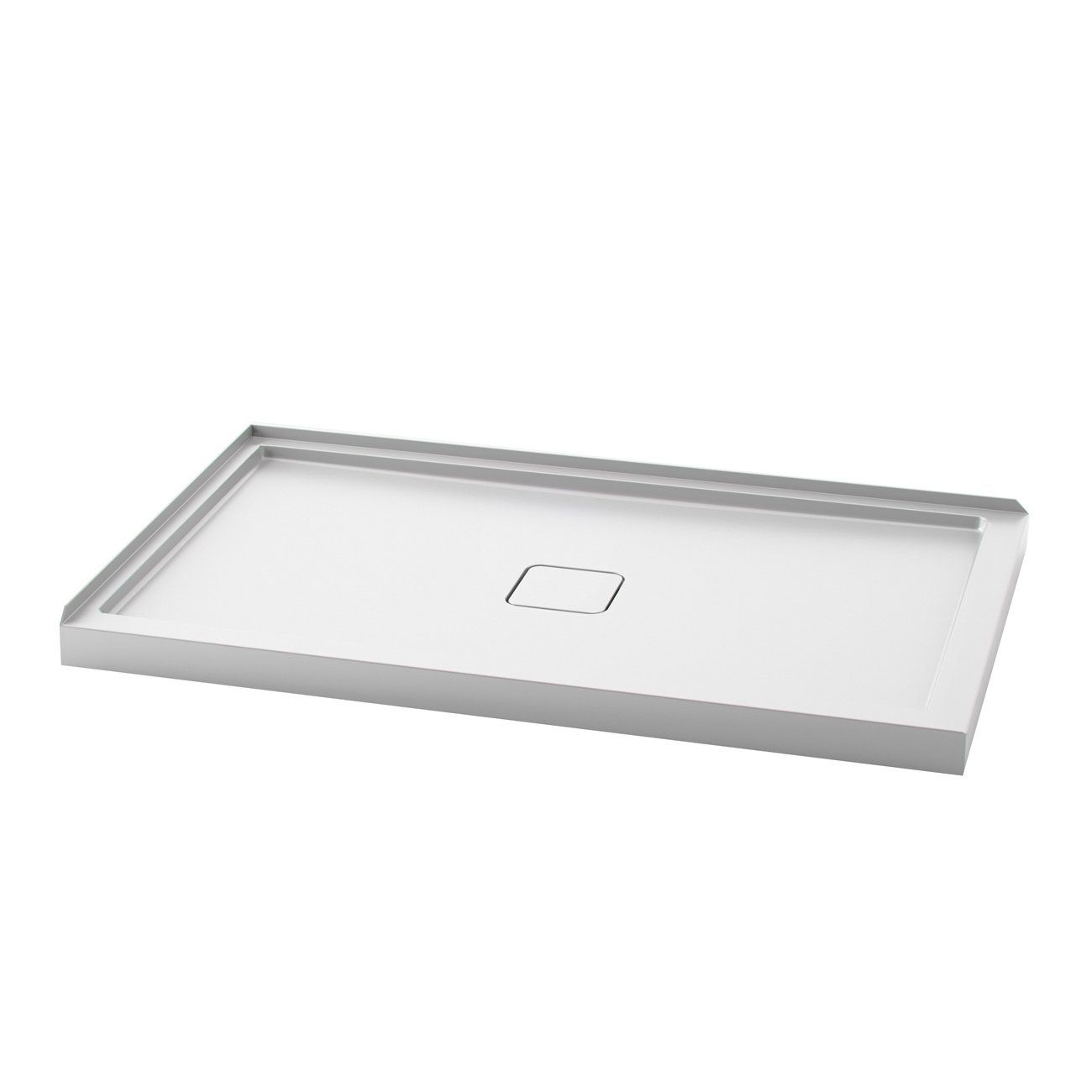 KOVER™ 60x36                   Rectangular Acrylic Shower Base 60x36 with Central Drain and Left Integrated Tiling Flange on 2 sides