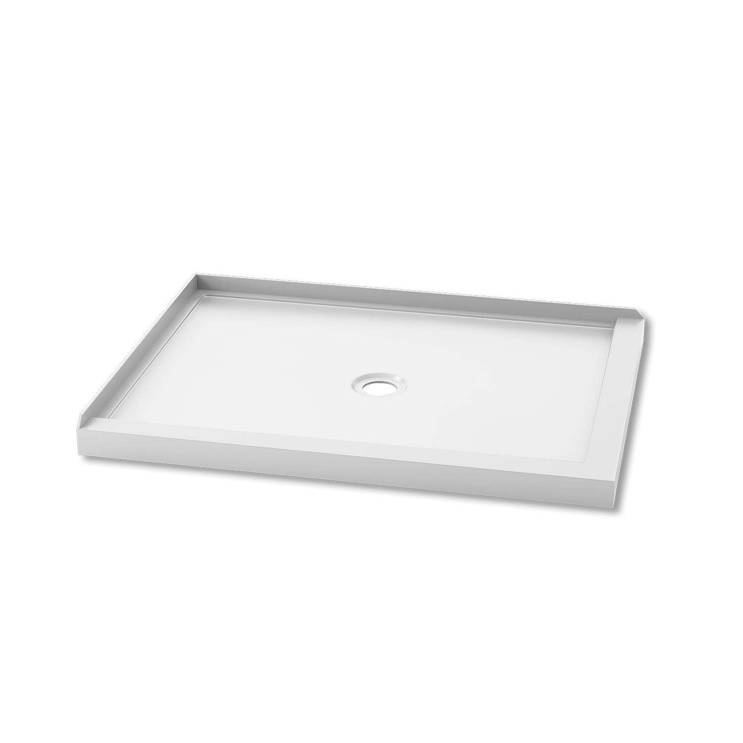 KONCEPT™ 48x36                   Rectangular Acrylic Shower Base 48x36 with Central Drain and Left Integrated Tiling Flange on 2 Sides