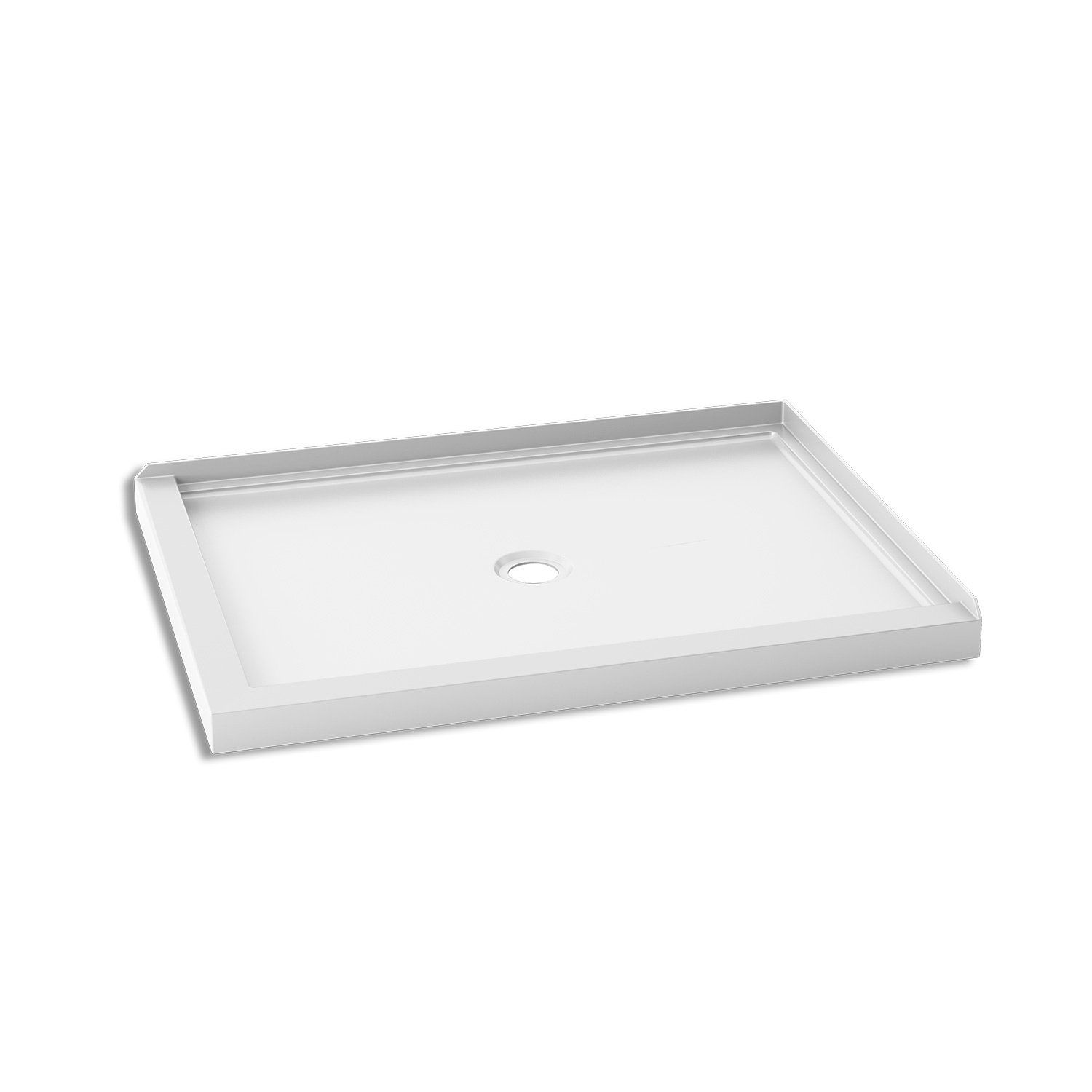 KONCEPT™ 48x36                   Rectangular Acrylic Shower Base 48x36 with Central Drain and Right Integrated Tiling Flange on 2 Sides