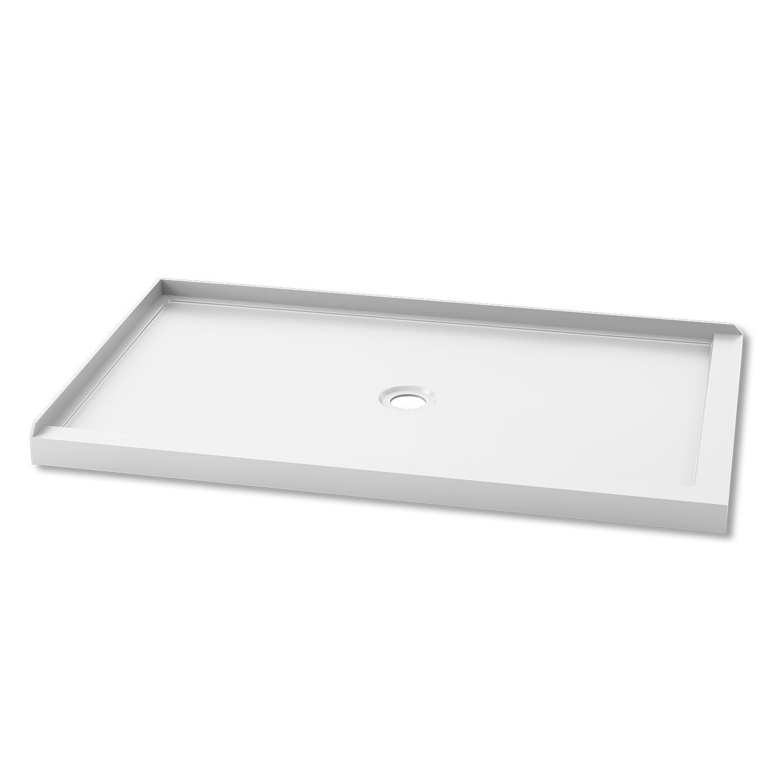 KONCEPT™ 60x36                   Rectangular Acrylic Shower Base 60x36 with Central Drain and Left Integrated Tiling Flange on 2 sides