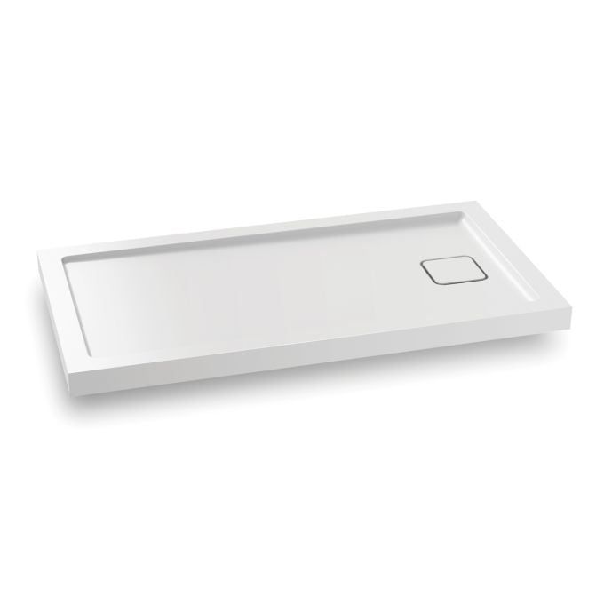 KOVER™ Rectangular Acrylic Shower Base 60x32 with Drain at the End (Aluminium Tiling Flange Kit Included)