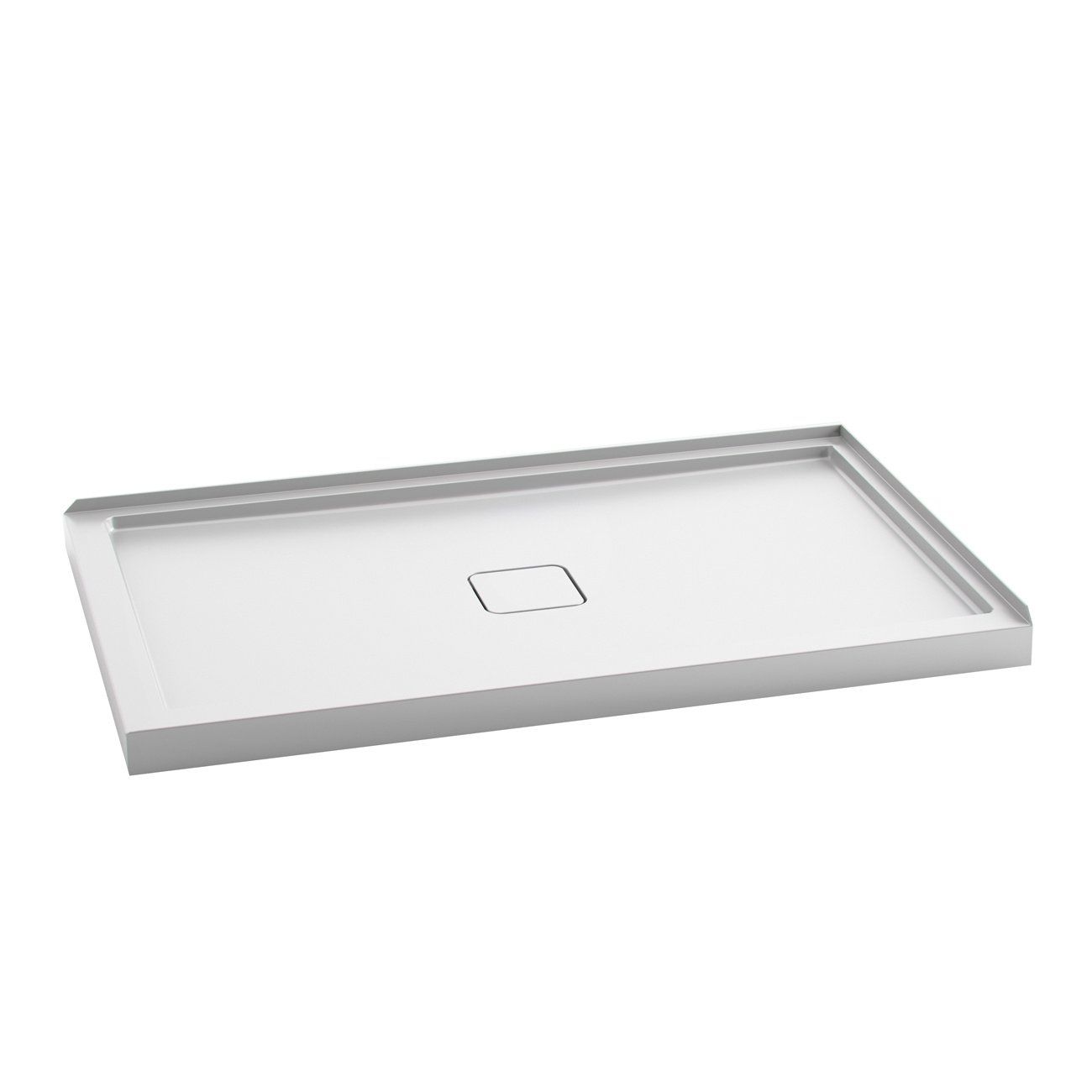 KOVER™ 60x36                   Rectangular Acrylic Shower Base 60x36 with Central Drain and Right Integrated Tiling Flange on 2 Sides