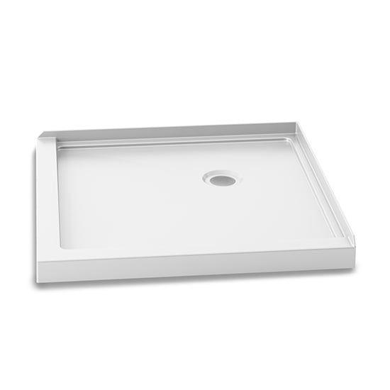KONCEPT™ 36x36                 Square Acrylic Shower Base 36x36 with Corner Drain and Integrated Tiling Flanges on 2 Sides