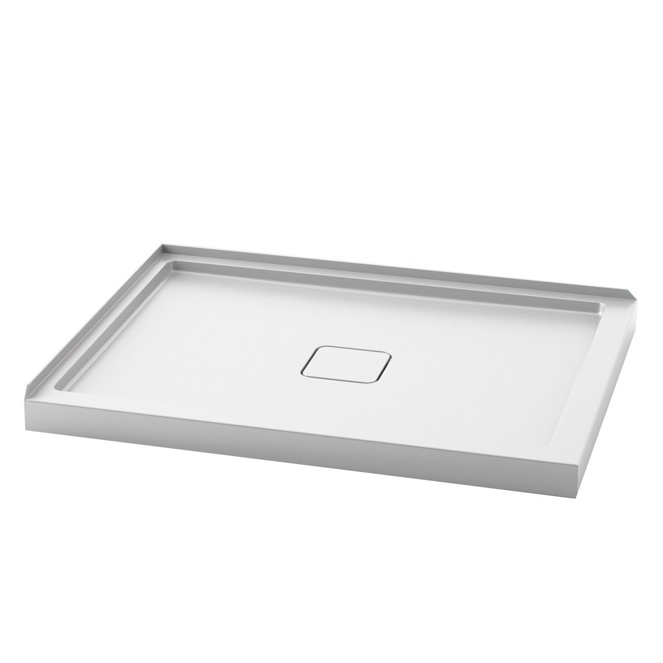 KOVER™ 48x36                   Rectangular Acrylic Shower Base 48x36 with Central Drain and Left Integrated Tiling Flange on 2 Sides