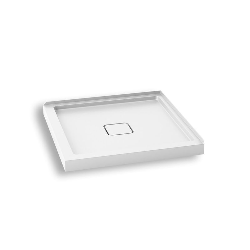 KOVER™ 36x36                   Square Acrylic Shower Base 36x36 with Central Drain and Integrated Tiling Flanges on 2 Sides