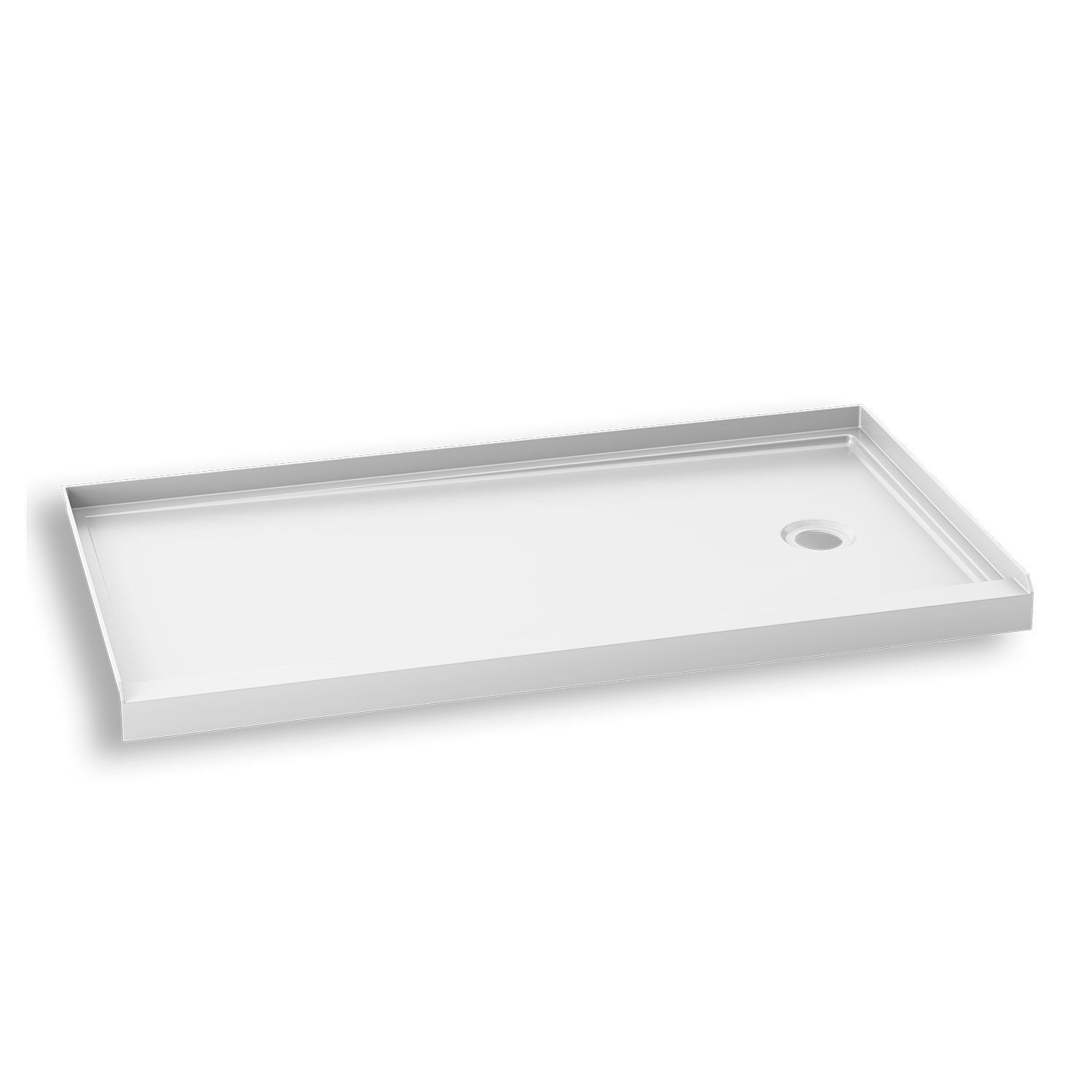 KONCEPT™ 60x30                   Rectangular Acrylic Shower Base 60x30 with Right Drain and Integrated Tiling Flanges on 3 Sides